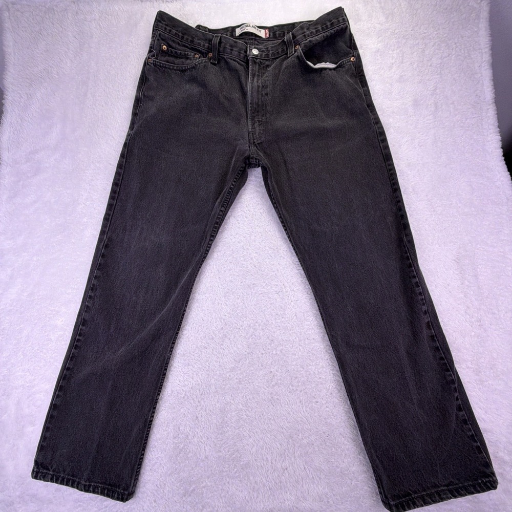 VTG Levi's 505 Jeans Regular Fit Straight Leg Mens 40x30 Faded Black Denim